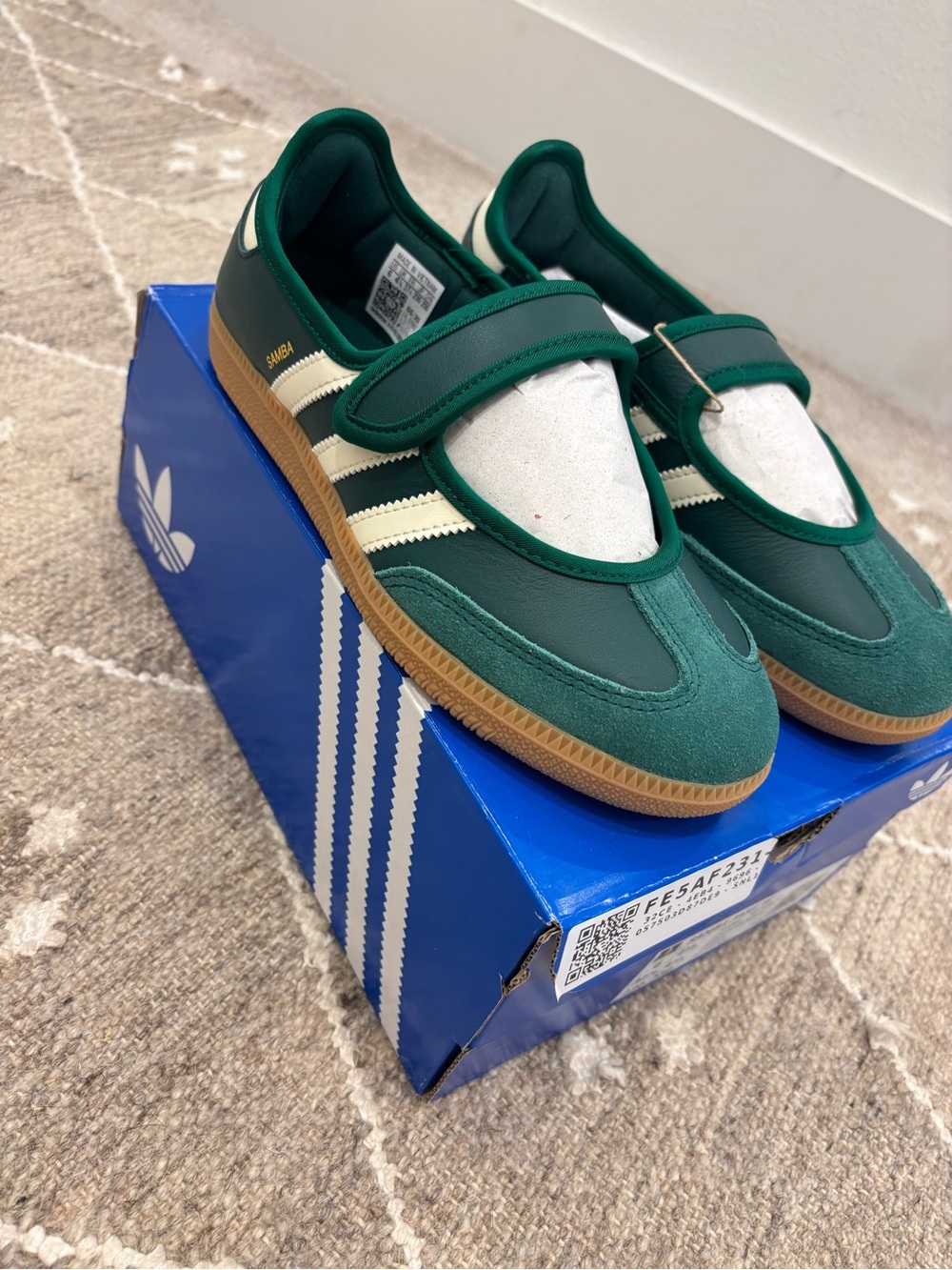 Adidas Samba Mary-Jane in Dark Green with White Stripes - Picture 2 of 4